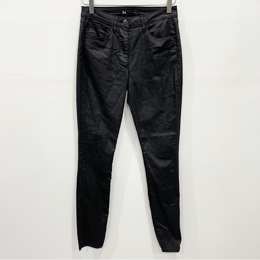 3x1 Ross W3 High Waist Skinny Jeans in Coated Black Size 27